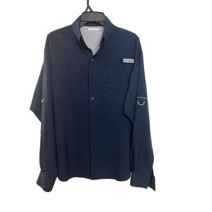 Columbia PFG Omni Shade Long Sleeve Fishing Shirt Navy Blue Men's S/P